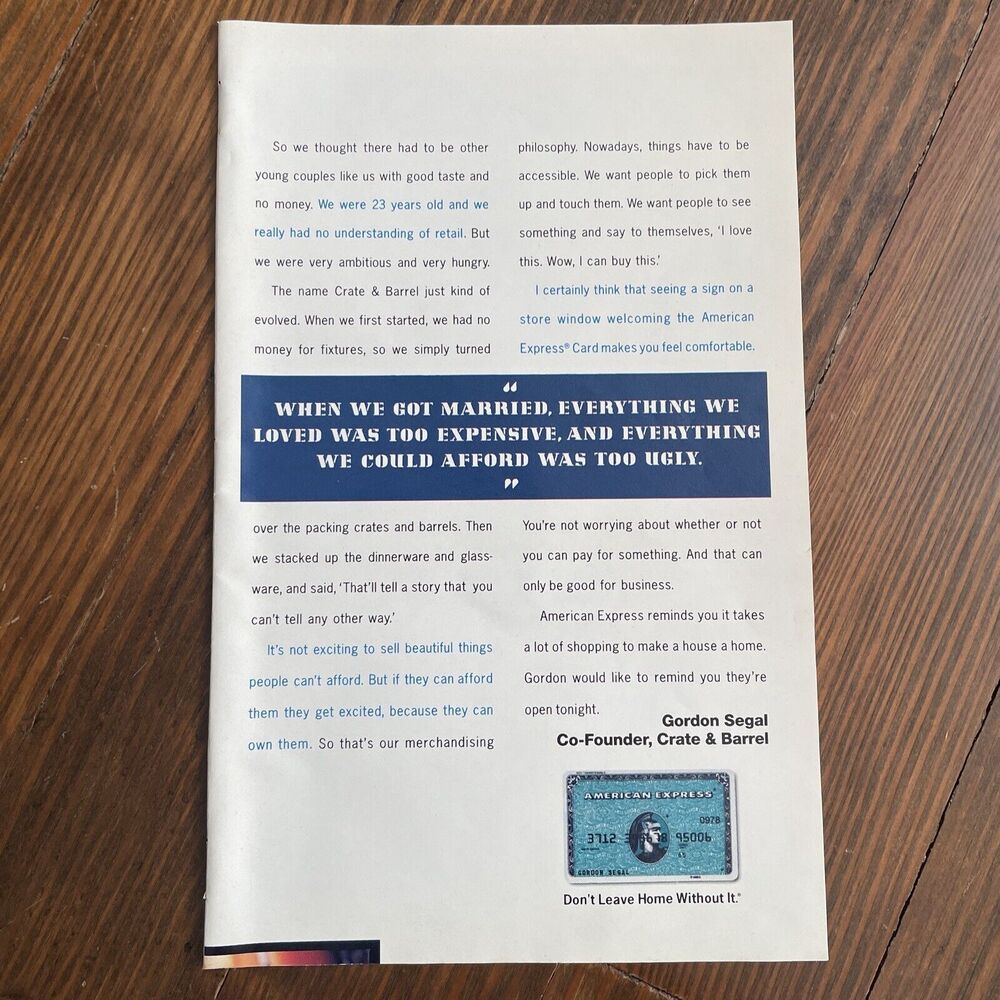 Print Ad American Express Credit Card Vtg 1992 Advertisement 1990s Don't Leave